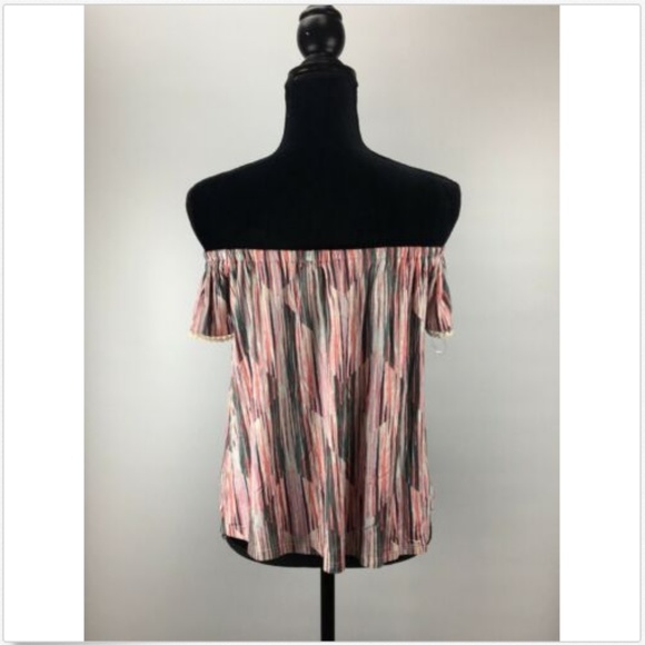 LUSH Women’s XL Off the Shoulder Blouse Stripes - Picture 6 of 7